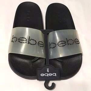 bebe Black Clear Dahlia Slides Sandals Size 9 M